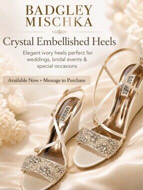 Badgley Mischka LIKE NEW Ivory Rhinestone Pearl Embellished Strappy Wedge Heels